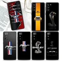 phone case for samsung galaxy s22 s21 s20 fe 5g s7 s8 s9 s10e plus ultra soft silicone case cover luxury cars mustang logo