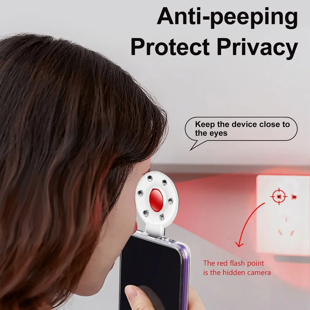 

USB-C Portable Anti Candid Camera Detector For Outdoor Travel Hotel Rental Anti-Theft Camera LED IR Alarm Hidden Camera Detector