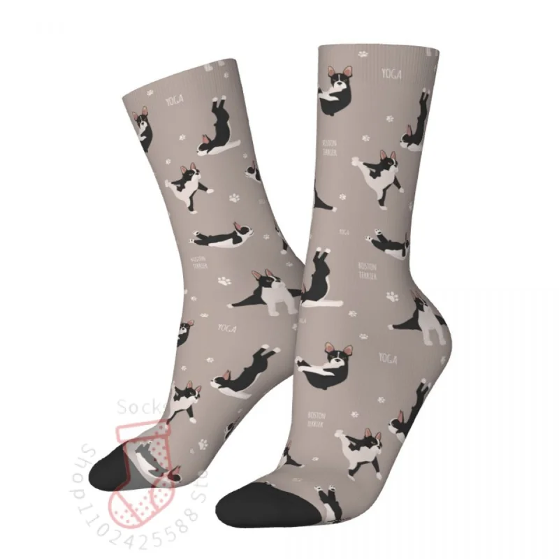 

Harajuku Yoga Dogs Poses And Exercises Bull Terrier Skateboard Socks Polyester Long Socks for Unisex Sweat Absoing