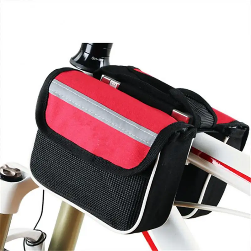 

Touch Screen Mountain Bike Upper Pipe Bag Riding Pouch Reflective Belt Sunscreen Shade Pu Mobile Phone Bag Bicycle Accessories