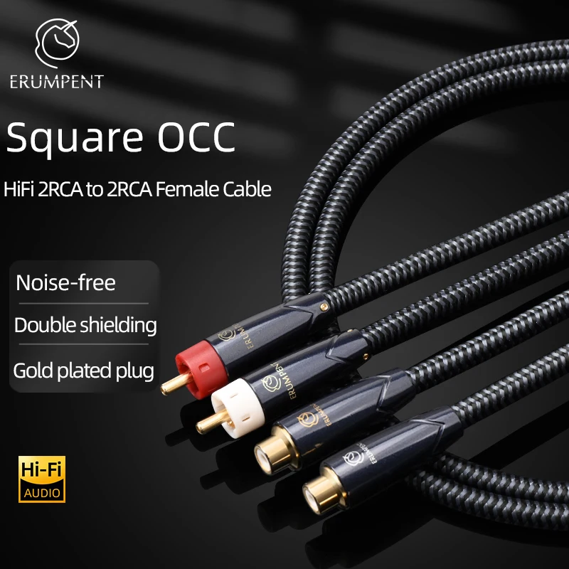 

HiFi 2RCA Male to Female Cable Hi-end Square 6n OCC RCA Extension Audio Cable