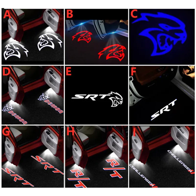 

2pcs LED Car Door Light R/T Badge Ghost Projector Welcome Courtesy Lamp 12V For Dodge Magnum Charger Avenger Accessories