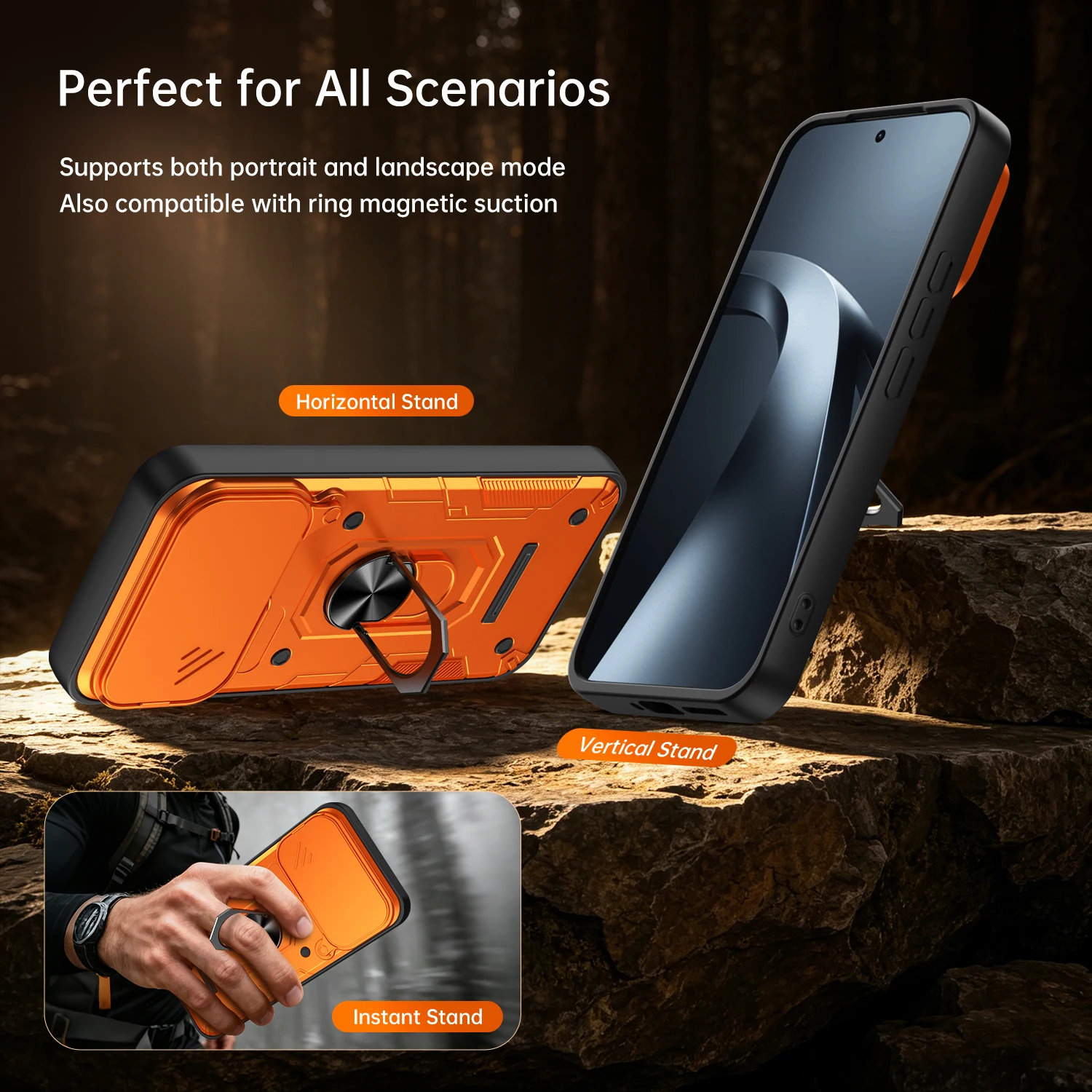 Фото Противоударный чехол Nanshan Armor для Xiaomi 17T Pro / Xiaomi 17T 5G с защитой камеры, металлическим кольцом-подставкой и противоударным покрытием №5
