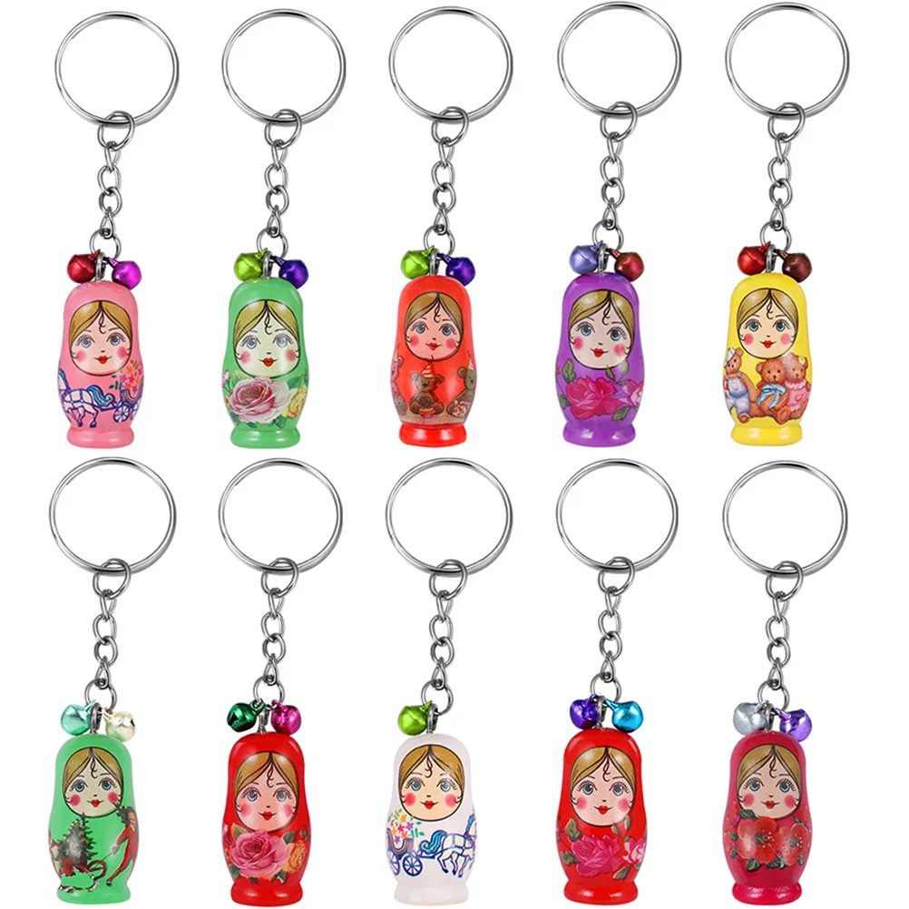 

10 Pcs Backpack Keychains Bag Decor Keyring Pendant Russian Dolls Nesting Decorations Matryoshka Rings Child