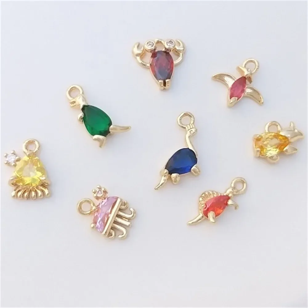 14K золотой инкрустированный цветной Цирконий динозавр Морская жизнь Медуза