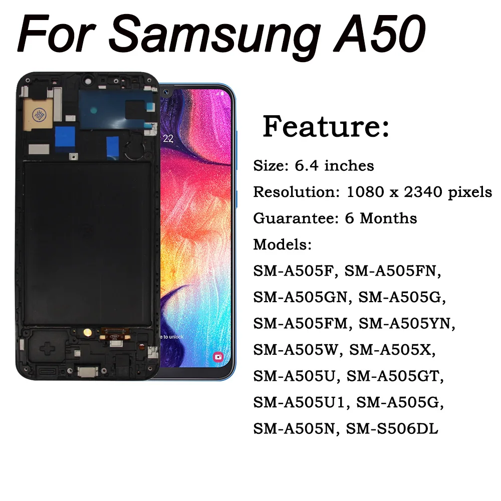 6 4-дюймовый ЖК-экран AMOLED Для Samsung Galaxy A50