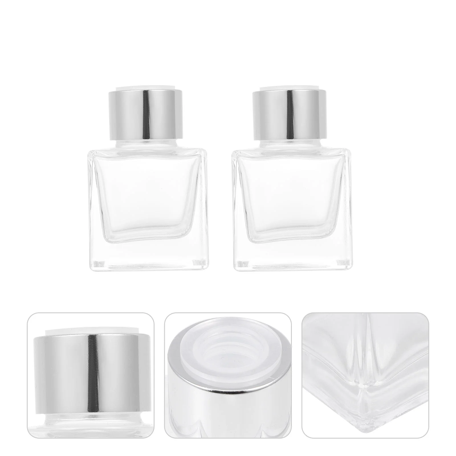 

2pcs Diffuser Bottles Transparent Aromatherapy Jar Empty Glass Bottle Mini Vase