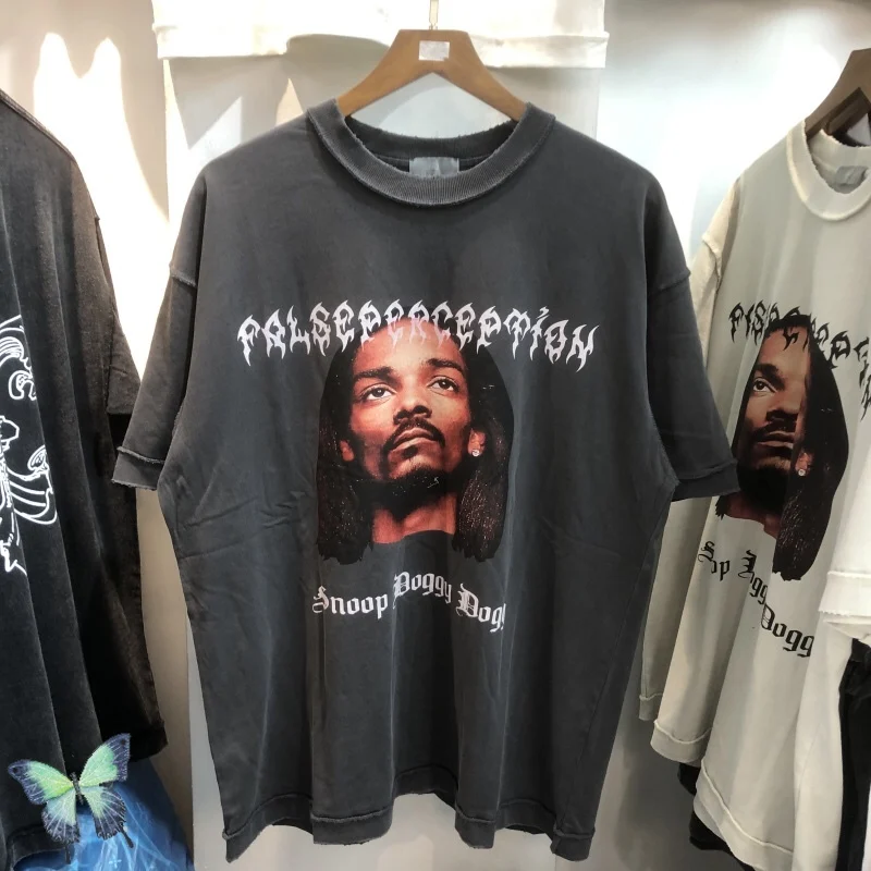 

2022 Summer Oversize Heavy Fabric Men Women False Perception T-shirt