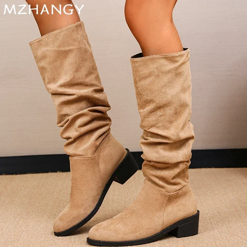 Женские замшевые высокие сапоги с леопардовым принтом женские туфли до колена на