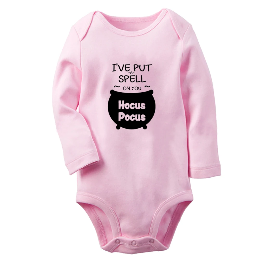 

I've Put a Spell On You Hocus Pocus Cute Baby Rompers Baby Boys Girls Fun Print Bodysuit Infant Long Sleeves Jumpsuit Kids Soft