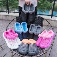 men and women winter slippers fur slippers warm fuzzy plush garden clogs mules slippers home indoor couple slipper free shipping