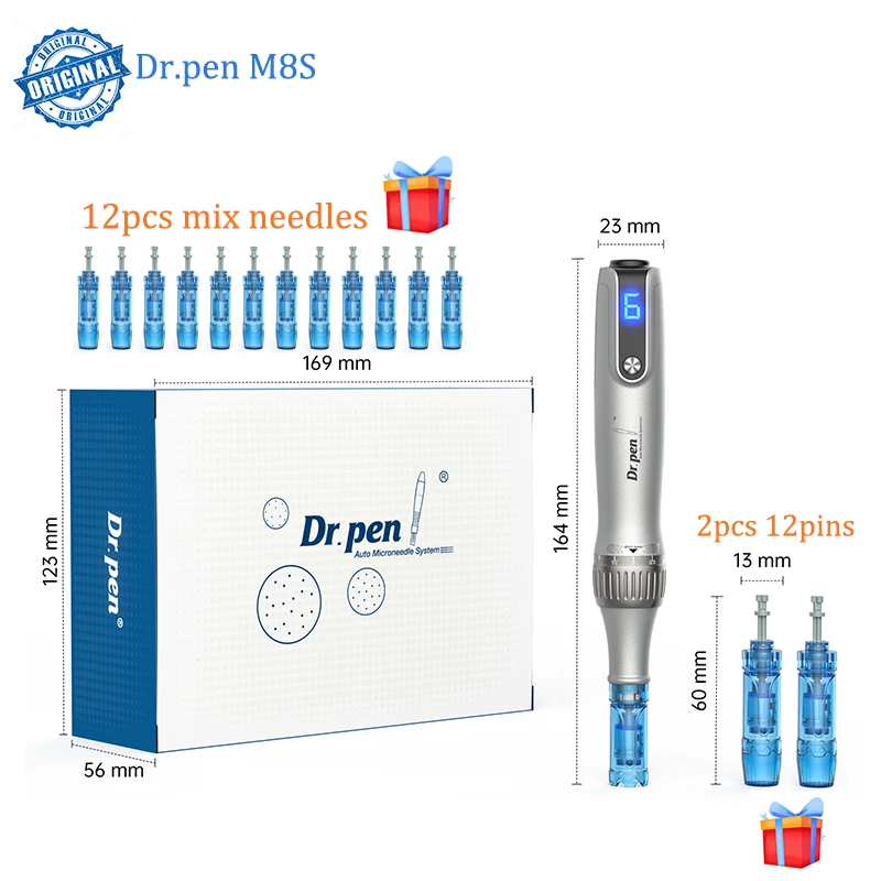 NEW Dr.pen M8S microneedling Plus Wireless Electric with 14pcs Free Cartridges for Hair Growth Caneta Derma Pen para labios