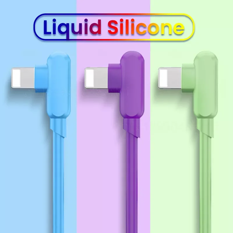 

90 Degree USB Charging Cable For iPhone 13 12 11 Pro Max X XR XS 8 7 6s 5s L-shape 2.4A Fast Charge USB Data Cable 0.3/1/1.5/2M