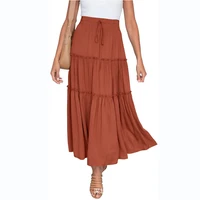 2022 summer women long skirt with high waist bohemian style a line elegant maxi skirt pleated extreme sexy fashion clothing y2k