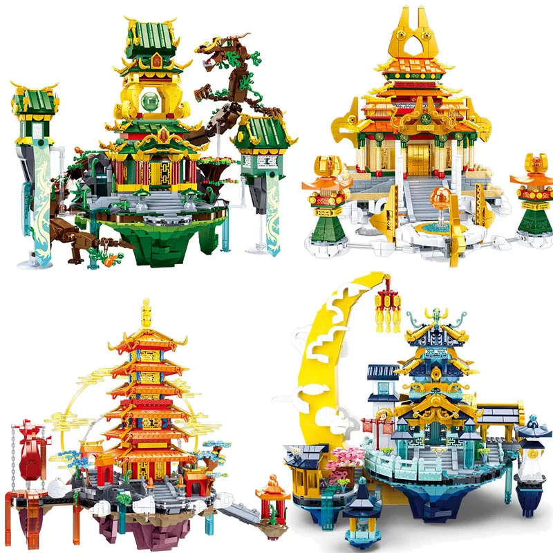 

Конструктор SLuban со светильник Penglai, миф, дворец, ветер, город, улица, вид, городские блоки, игрушки для детей на день рождения, Рождество