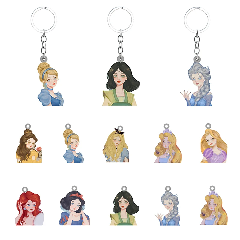 

Disney Cartoon Belle Princess Shape Epoxy Resin Flat Pendant Keyring for Decoration Backpack Jewelry Keychain Wholesale QGZ478