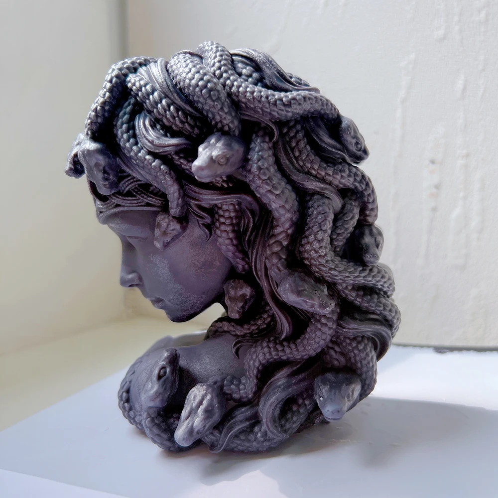Фото Современная женская форма Medusa, силиконовая форма, голова змеи, восковая форма, греческая скульптура, тело, лицо, ужасная фигурка №1