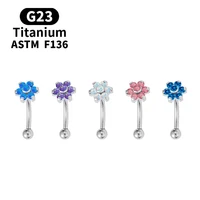 16g romantic flower type belly button rings for women g23 titanium premium gem surgical navel piercing rings trendy body jewelry