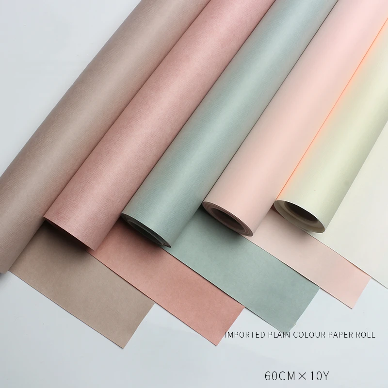 

60cmX10yards Solid Color Kraft Paper Rolls Bouquet Wrapping Paper Florist Flower Arrangement Holiday Gift Packaging Material