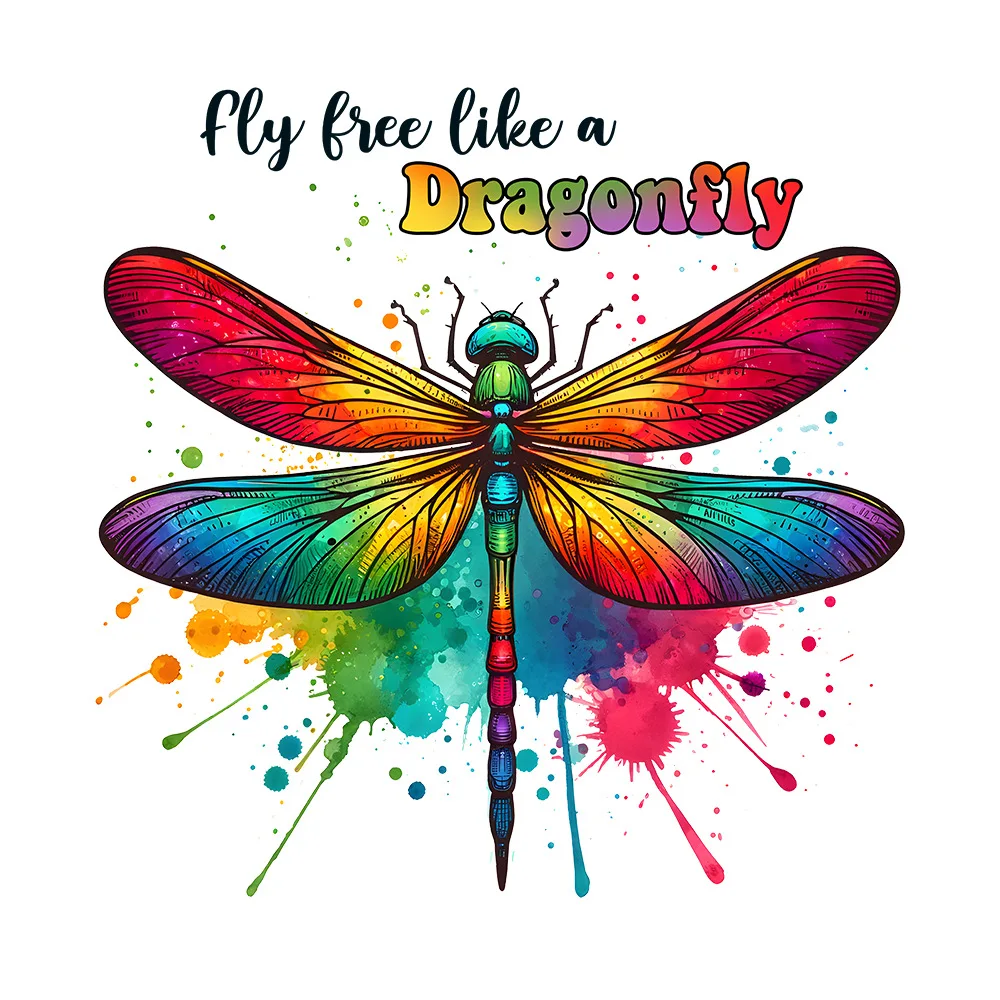 Термонаклейки DTF с цветными насекомыми и стрекозой термонаклейки Переводные