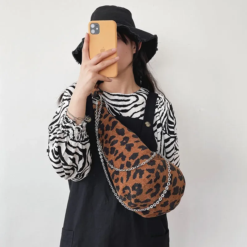 Холщовые сумки через плечо с полумесяцем для женщин нагрудная вместительная