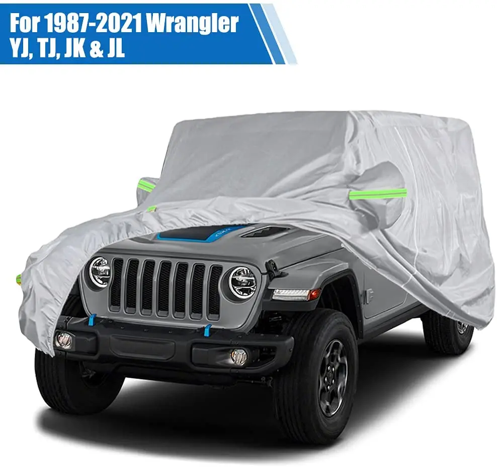 

Car Cover For Jeep Wrangler 2 Door 4 Door ,Windproof Dustproof UV Protection Auto Cover For Jeep Wrangler JK ,JL,YJ 1987-2022