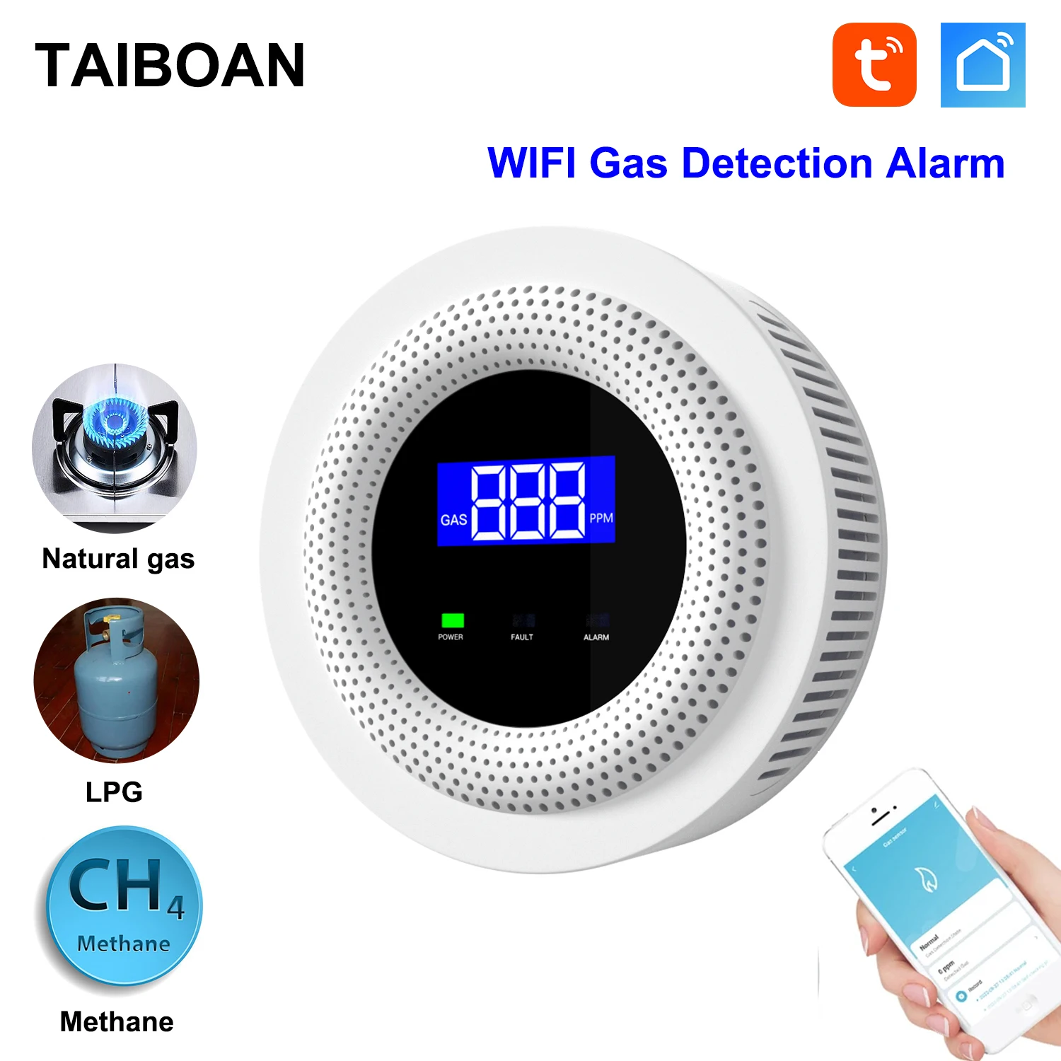 Датчик утечки природного газа TAIBOAN беспроводной Wi-Fi детектор горючих газов для