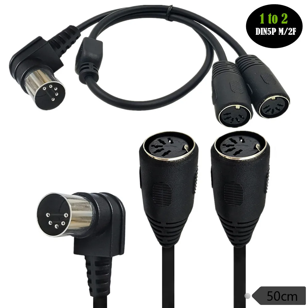 

Y-type One Male To Two Female Connection Cable 90° Bent DIN 5P Revolution 2 DIN 5Pin Female Audio Connection Cable 0.5M