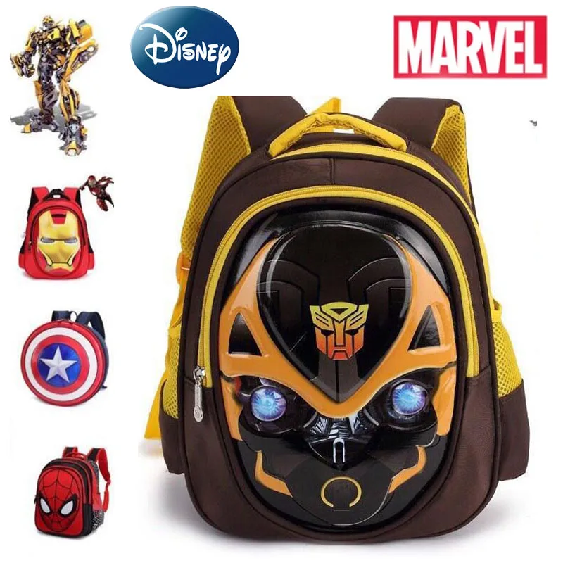 

New Spiderman Children's Schoolbag Captain America Teen Girl Schoolbag Iron Man Bumblebee Pattern Marvel Hero Schoolbag Boy Gift