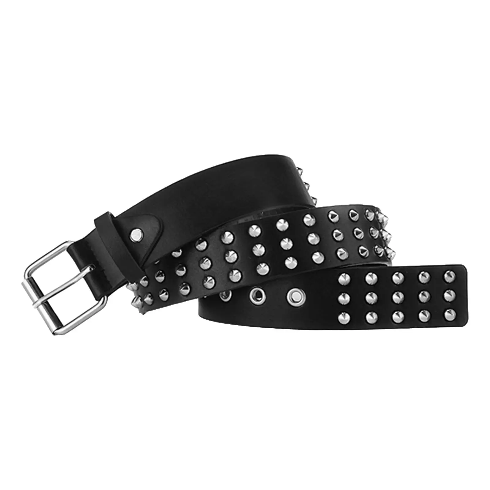 

PU Leather Punk Belts Decorative Jeans Belts Accessories Metal Buckle Fashion Black Studded Waist Belt