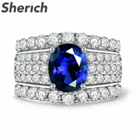 Sherich 2022 New 2 Carat Oval Egg Shape High Carbon Diamond S925 Sterling Silver Luxury Ring for Women Top Quality Brand Jewelry
