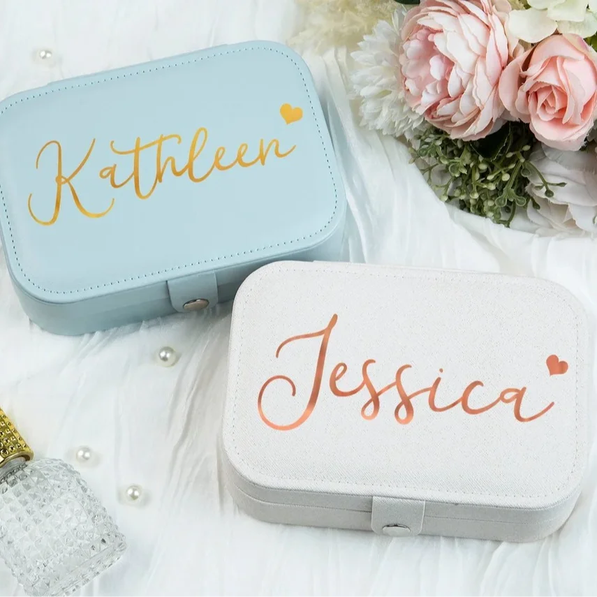 

Personalized Jewelry Box Custom Travel Jewelry Organizer Cases Jewelry Storage Box for Necklace Earrings Bridesmaid Gift