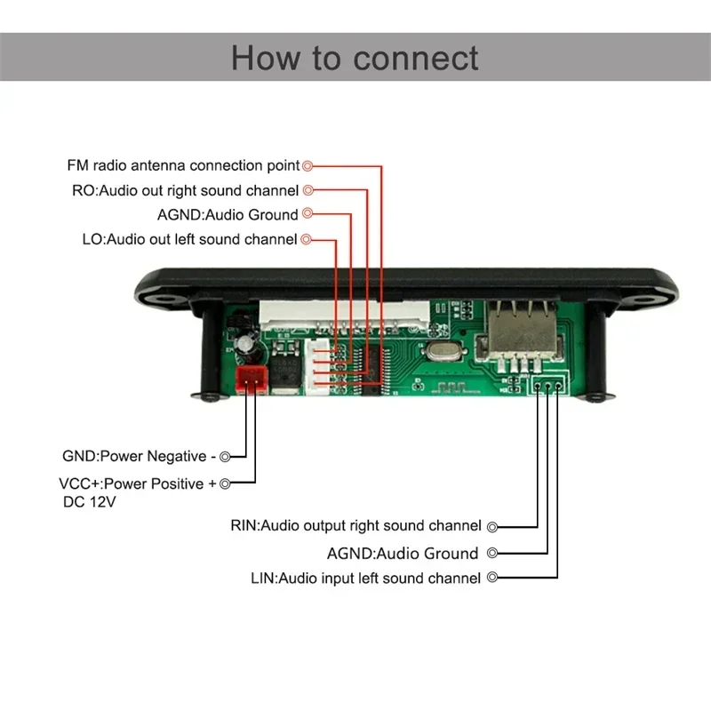 Bluetooth 5 0 MP3-плеер декодер FM-радио TF USB 3 мм модуль AUX