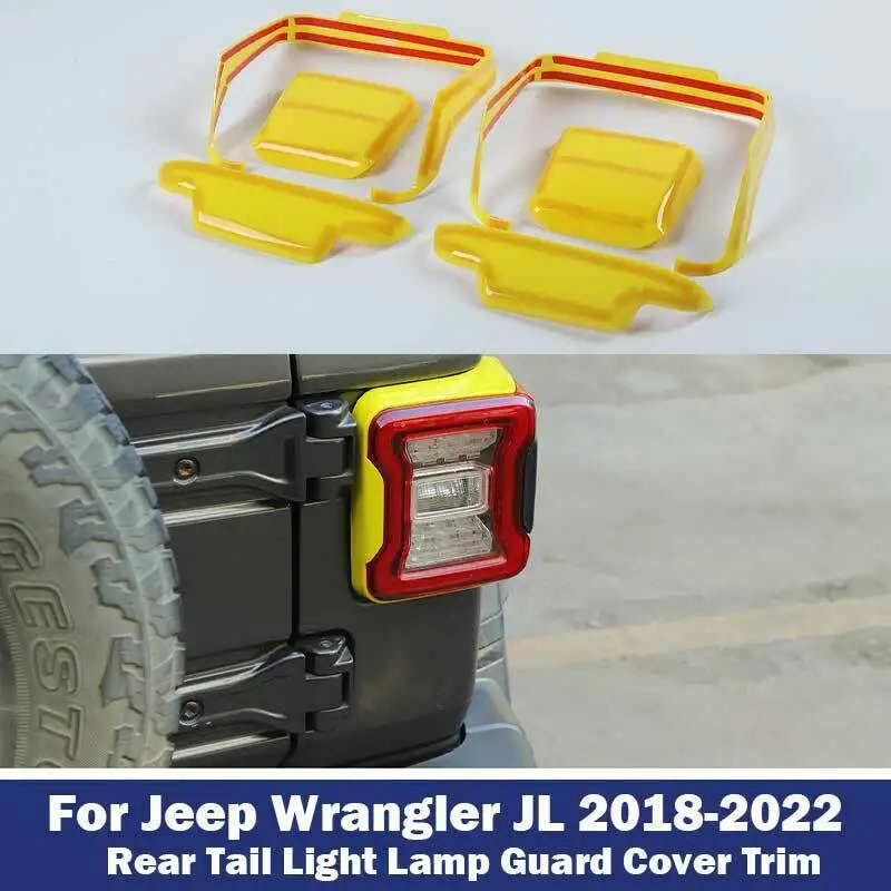 

For Jeep Wrangler JL 2018-2022 Yellow Rear Tail Light Lamp Guard Cover Trim 6PCS
