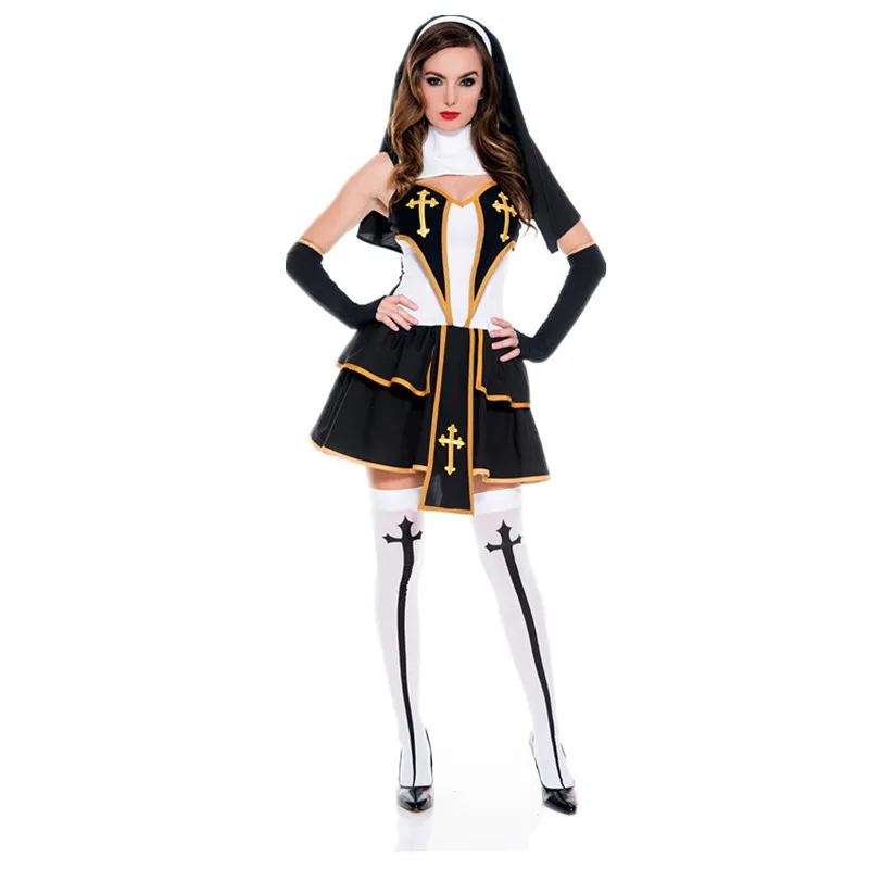 

Halloween Nun Costume Women Missionary Nun Lingerie Cross Cosplay Fancy Dress