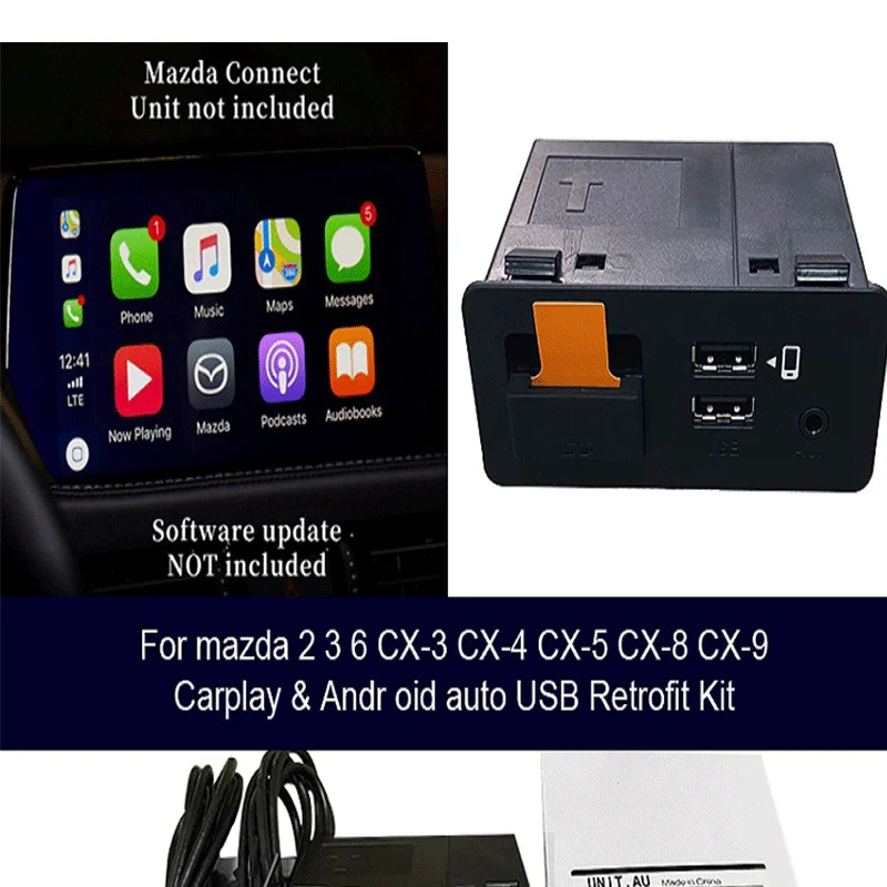 

Apple CarPlay Android Auto USB adapter hub OEM for Mazda 3 6 2 Mazda CX5 CX3 CX9 miata MX5 TK78-66-9U0C C922-V6-605A