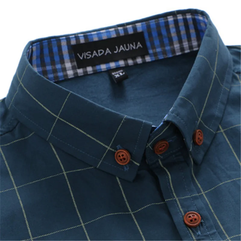 Men's Dress Shirts 2017 New Spring Fashion Slim Fit Long Sleeve Male Plaid Cotton Casual Social Shirts Plus Size 5XL N346
