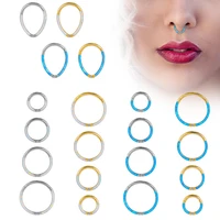 1pcs personality fashion jewelry punk style titanium steel inlaid zircon opal ring ear bone ring nose septum nose ring jewelry