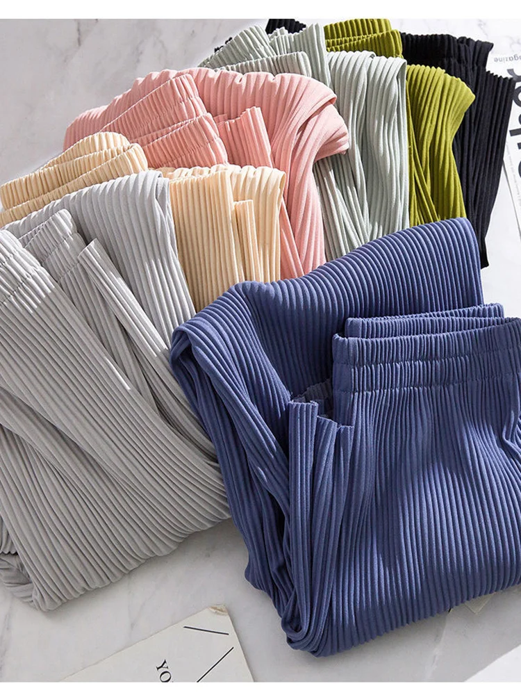 

Women Soft Comfort Ice Silk Pants Summer Basic Baggy Long Wide Pants for Women High Waist Jogging Pants Women Straight Pants