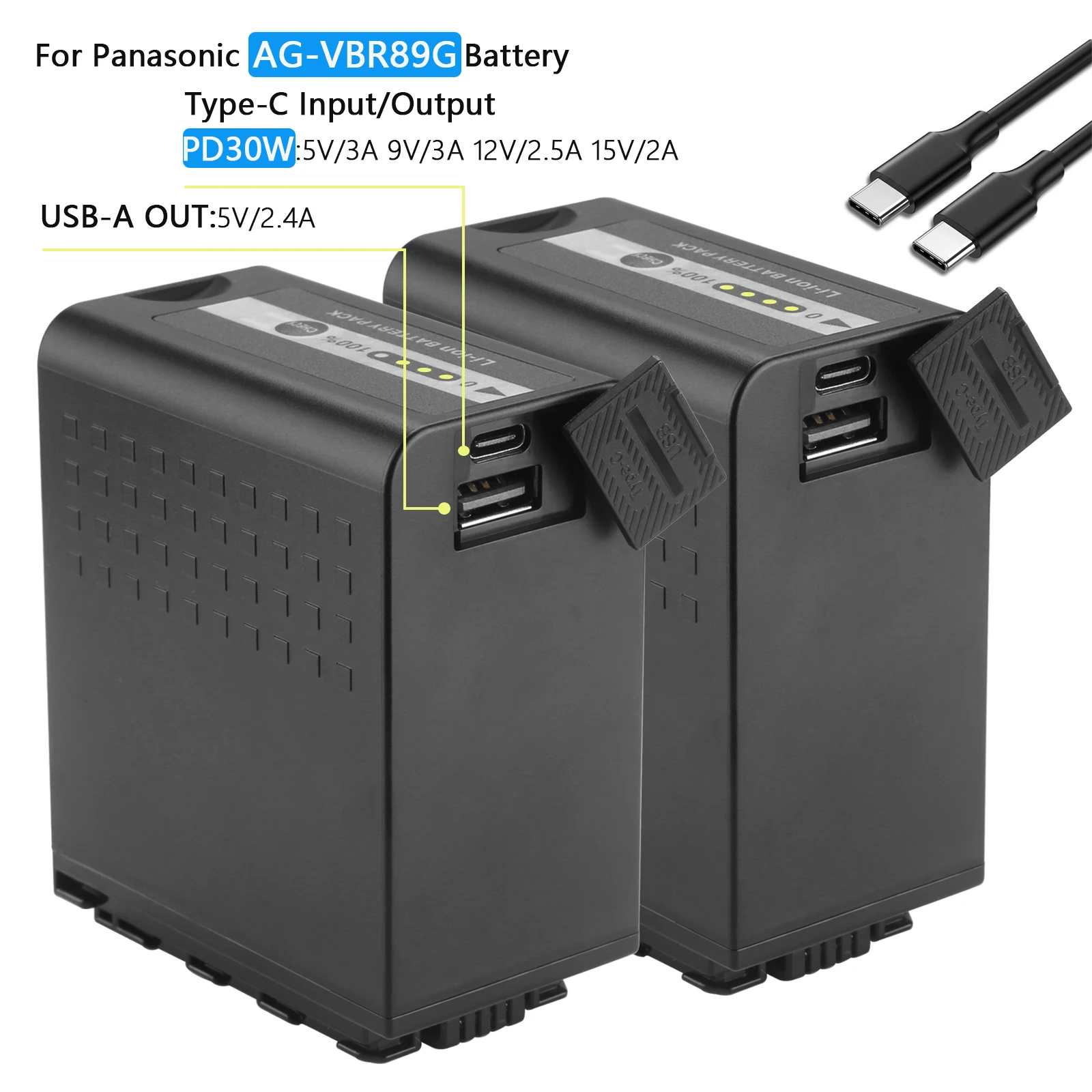PD30W Quick Charge AG-VBR89G VW-VBD98 Battery for Panasonic 