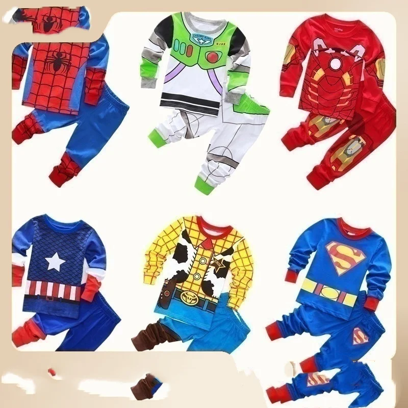 

New children's pajamas boys' cotton long sleeved children's clothing boys' children's small and medium-sized children's home