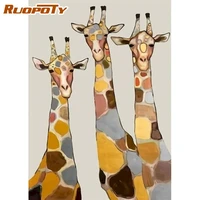 ruopoty painting by number giraffe animals drawing on canvas picture by numbers zoo wall art handpainted diy home decor gift