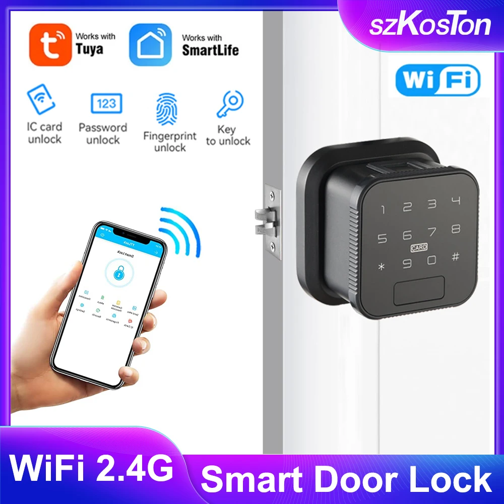

Tuya Wifi Smart Fingerprint Lock Smart Life App Remote Unlcok Digital Electronic Door Lock Biometric/Key/Card for Home Office
