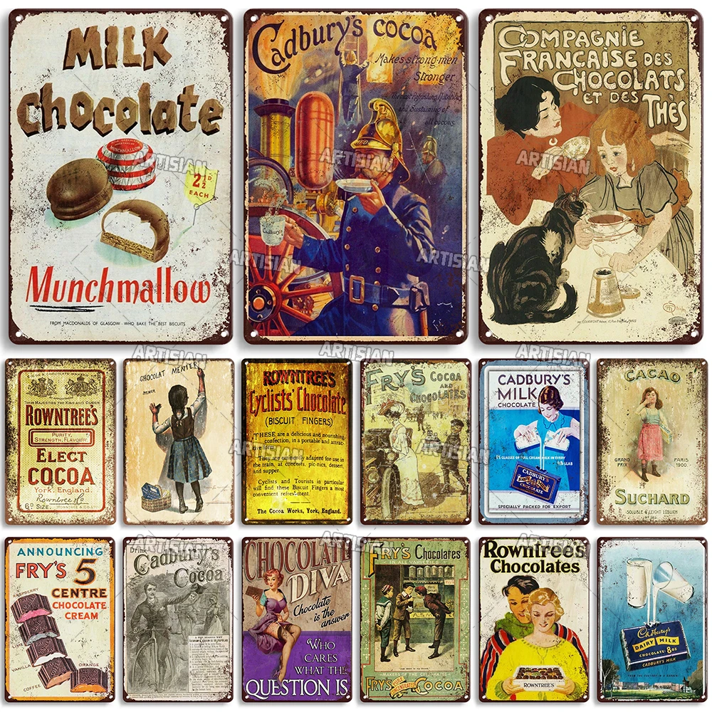 Ржавый какао и шоколад металлический плакат ВИНТАЖНЫЙ ПЛАКАТ жестяной знак