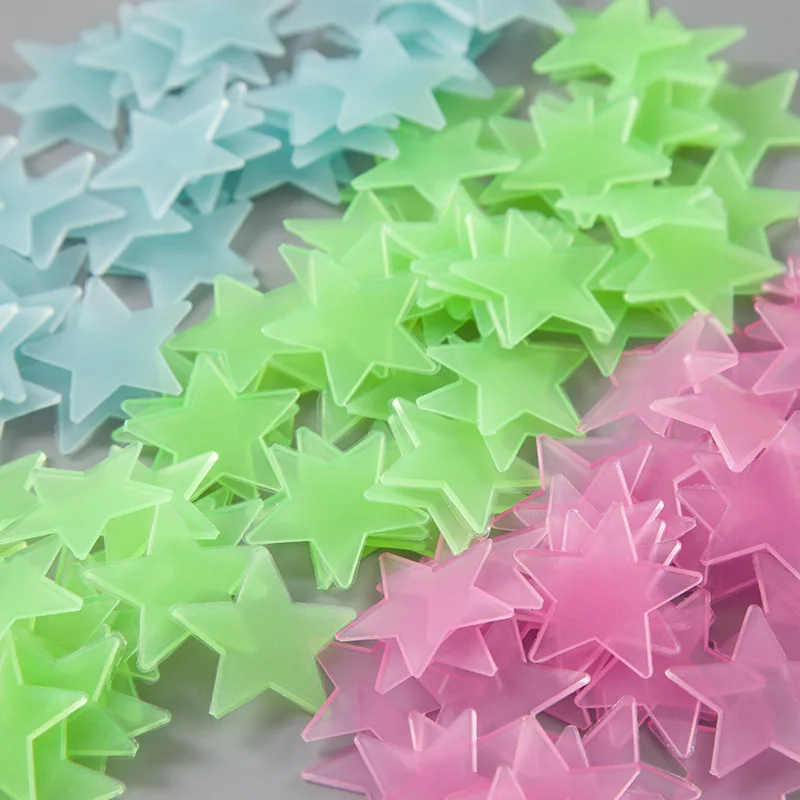 

100Pcs Luminous Pentagram Plastic Star DIY Wall Stickers Home Decoration Children's Toys Fluorescent Stars Sticker