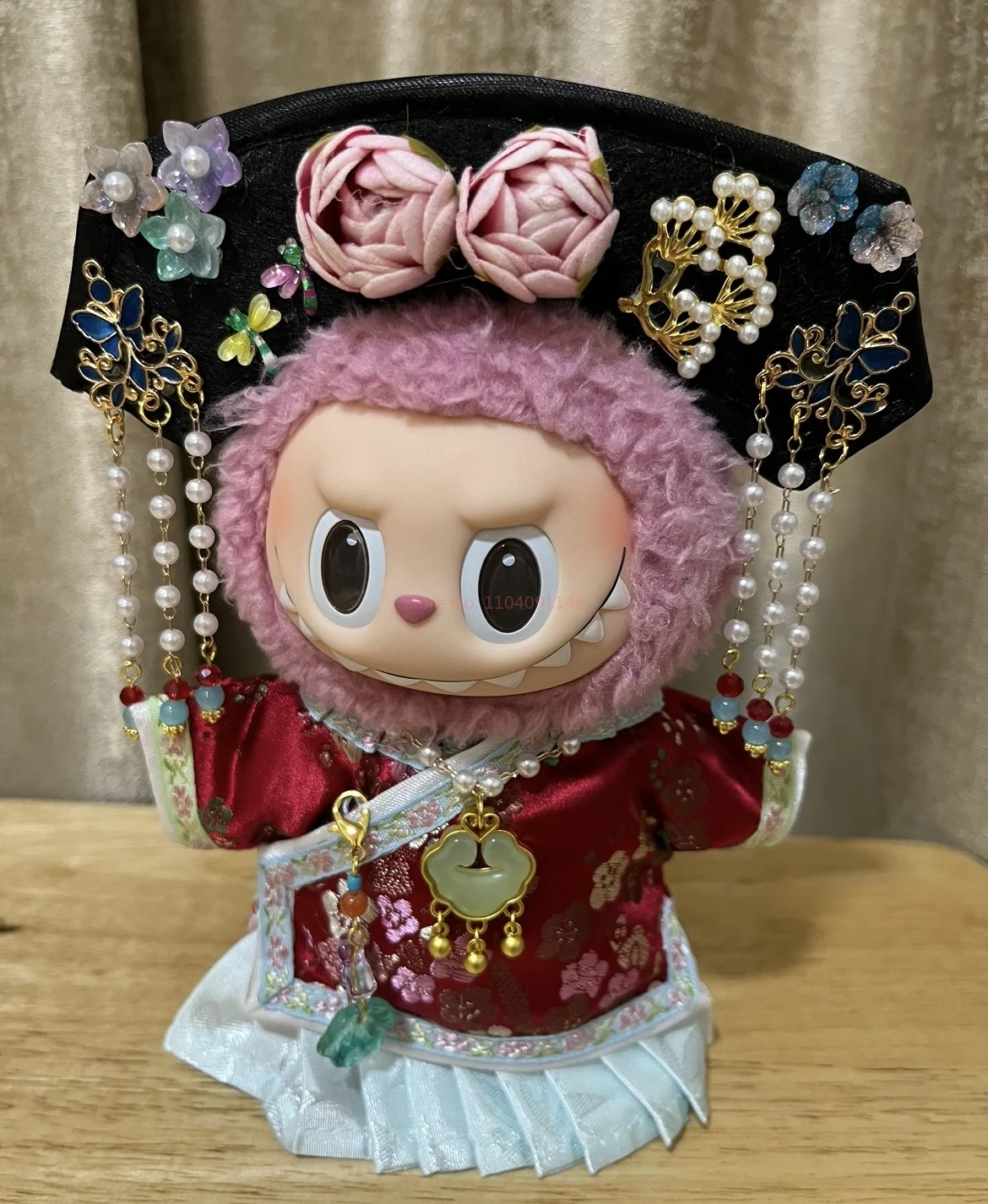 В наличии 17 см Labubu Mokoko Только одежда Платье с флагом Прозрачное платье Детское