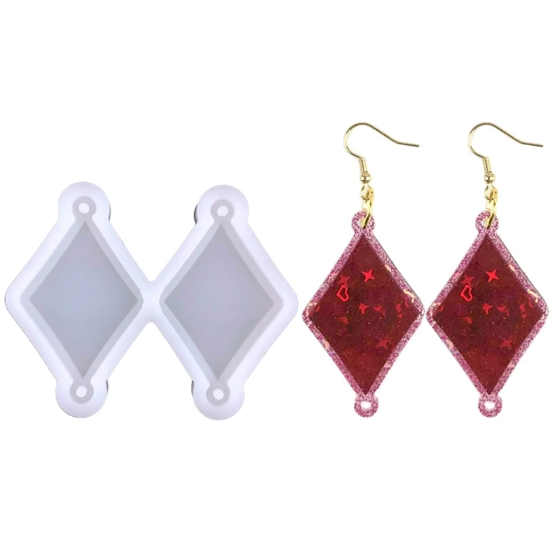 

Resin Poker Earring Mold Jewelry Rhombus Heart Earring Pendant Silicone Molda