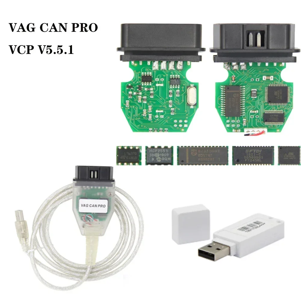 Фото VCP VAG Can Pro 5.5.1 USB-ключ OBD OBD2 для VW/Audi Автомобильный диагностический кабель VCP-сканер Авто инструмент для CAN BUS+UDS+ K-line UDS №1