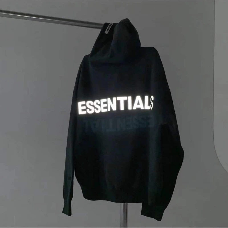 

Y2K 3M Reflective Essentials Hoodies High Street Fleece Hoody Oversized Hooded Pullover Couple LEE FOG Sweatshirts for Men Women