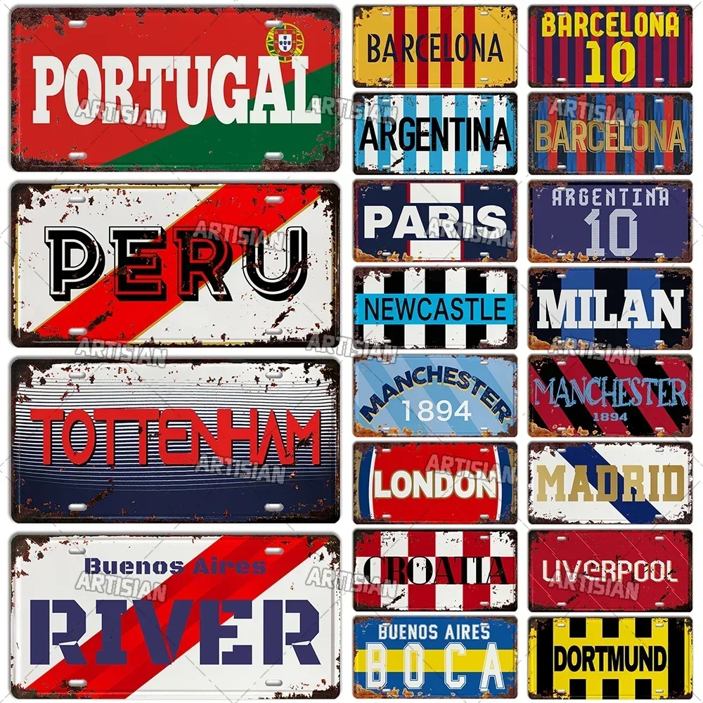 Фото Бавария Newcastle Leverkusen Tottenham Paris Автомобильная табличка Mancherster Liverpool Croatia Металлическая вывеска Настенная табличка Декор Оловянная вывеска №2